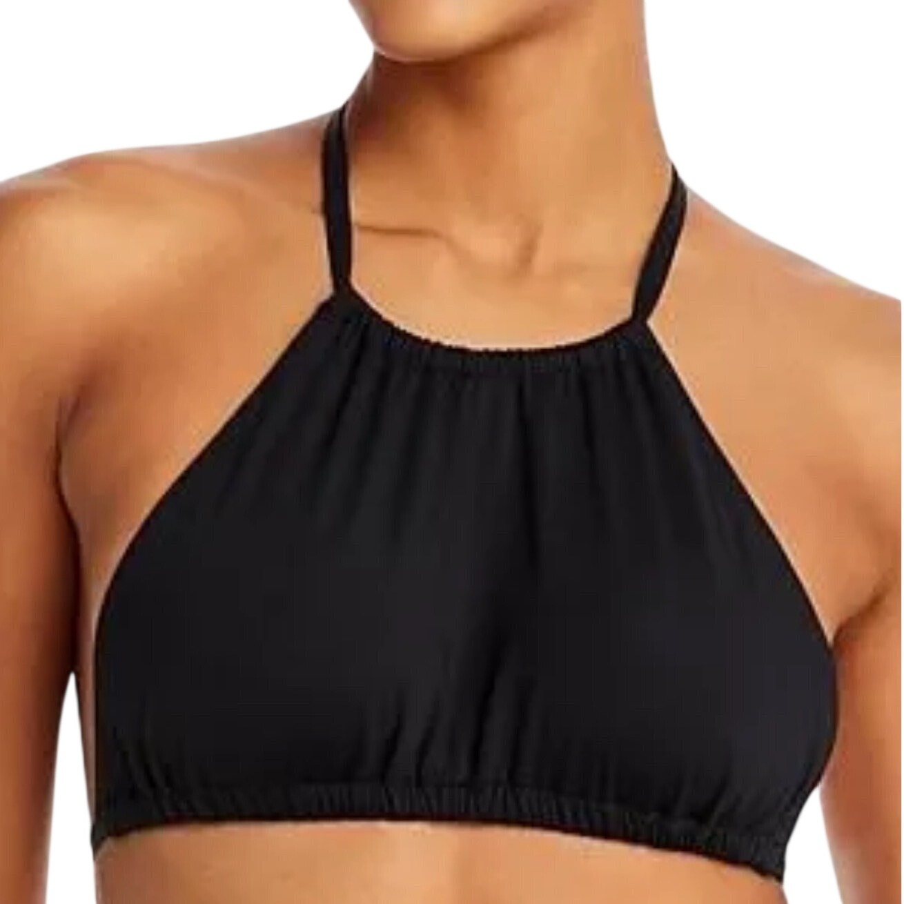 Aqua Swim Womens Black High Neck Halter Bikini Top Small Aqso23312 New